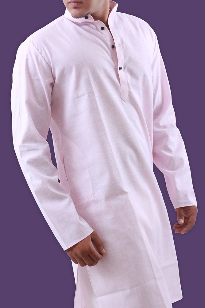 Mens solid pink color cotton Daily wear Kurta Set EKL4104